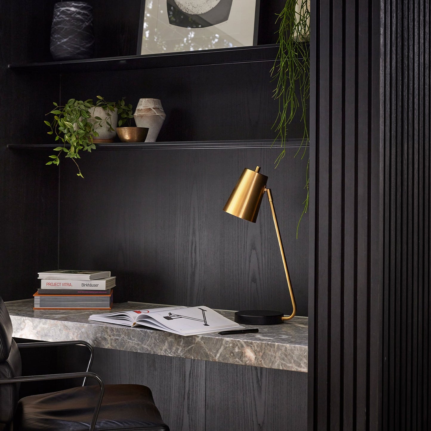 Arlen Brass and Black Desk Lamp