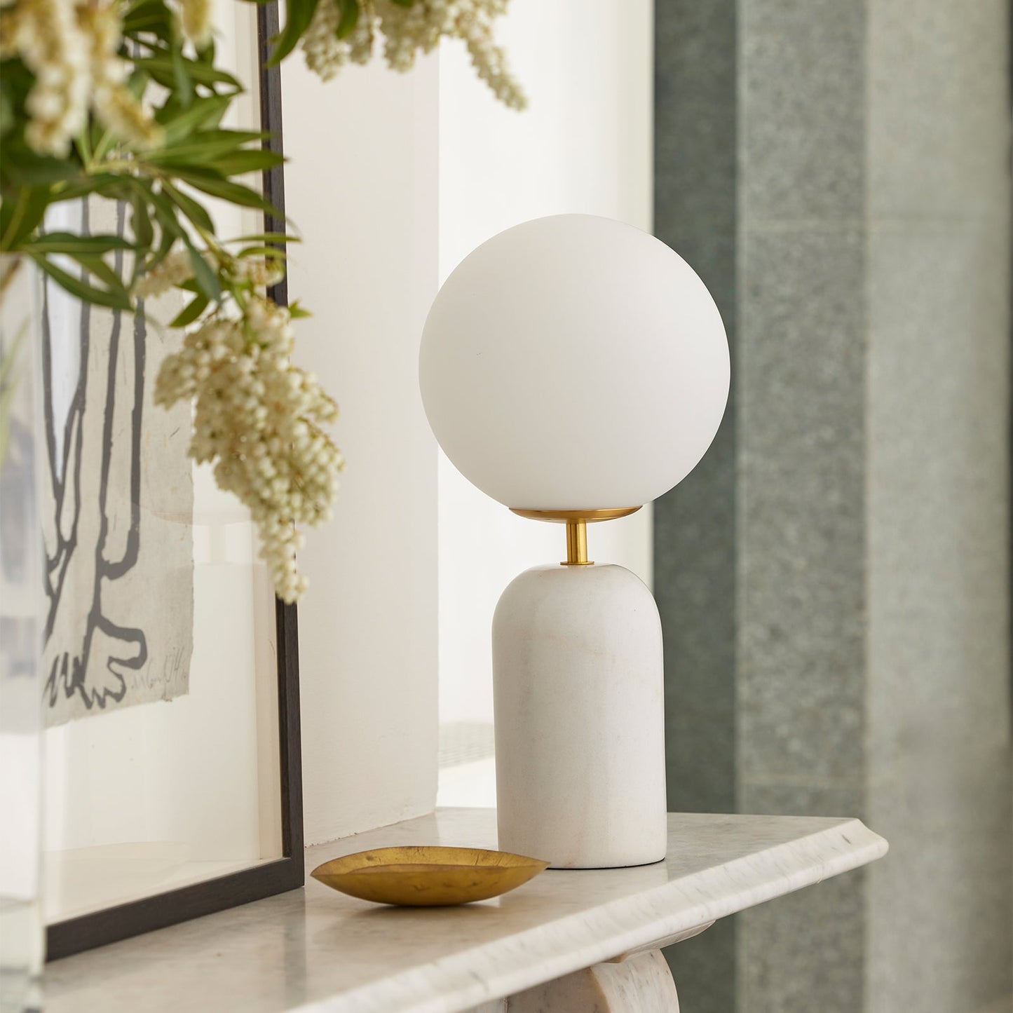 Soren White Marble Desk Lamp