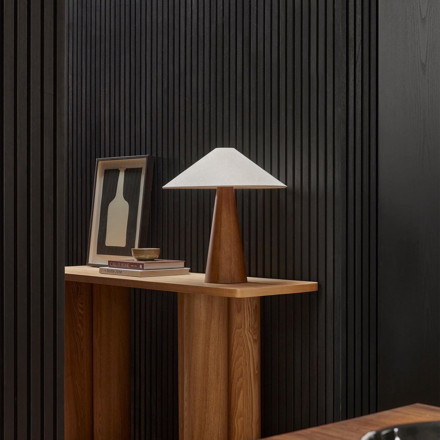 Pyra Walnut & Linen Table Lamp