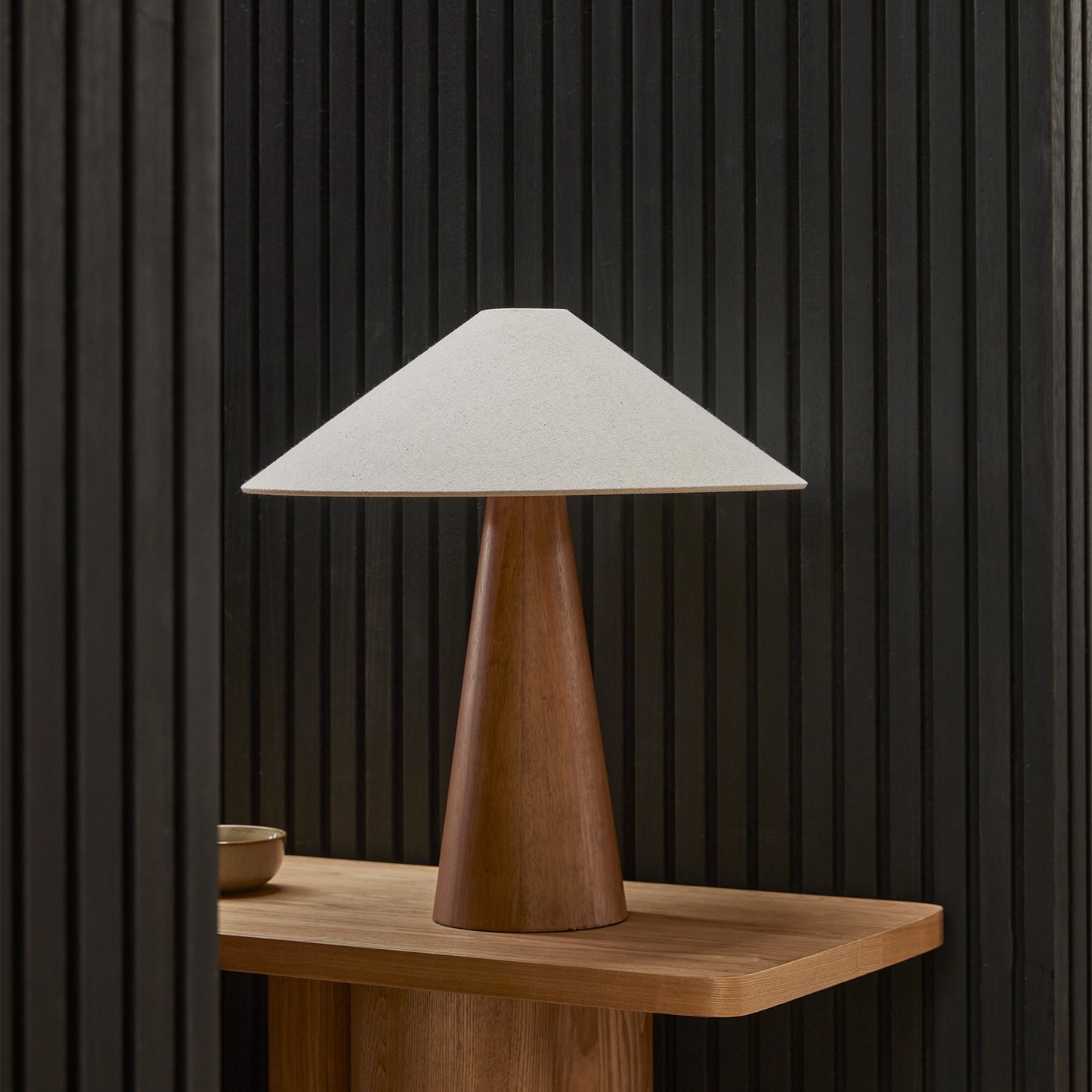 Pyra Walnut & Linen Table Lamp
